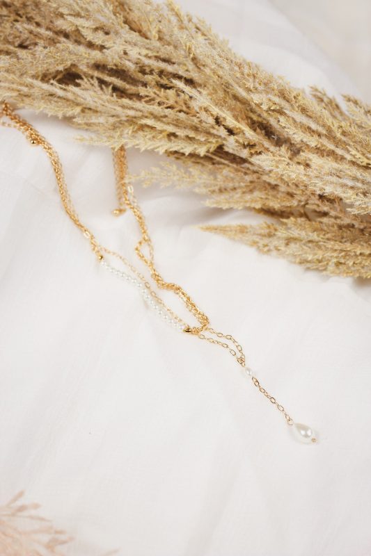 Pearl Bar with Pearl Drop Layered 16-18 Necklace