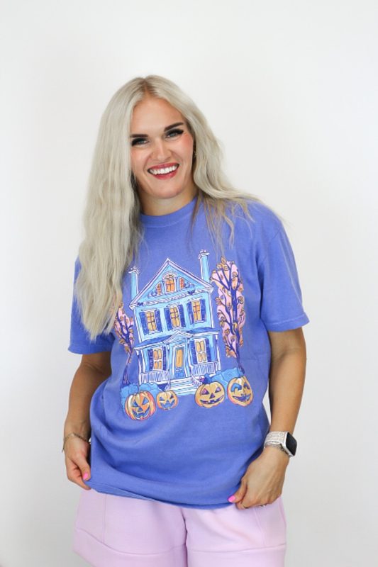 Preppy Halloween Flo Blue Graphic Tee