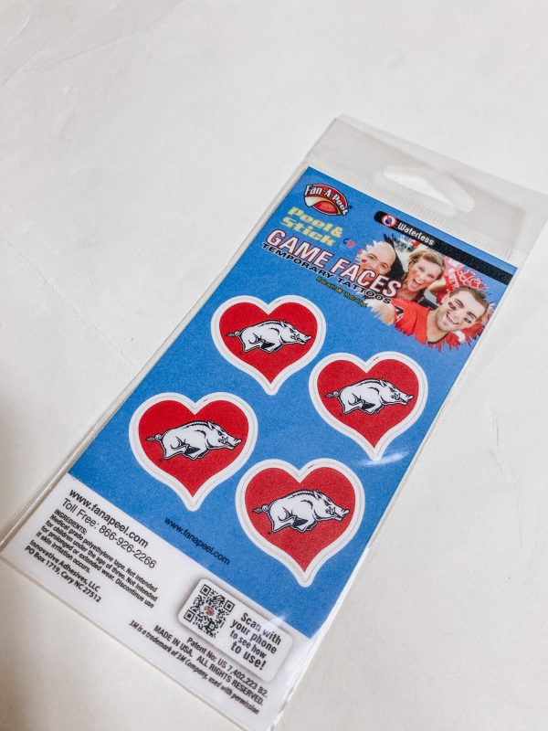 Razorback Heart Temporary Face Tattoo