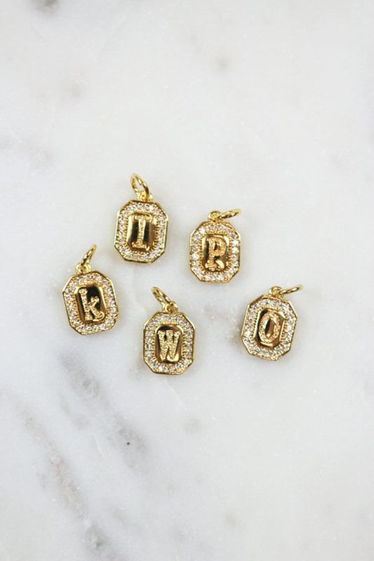 Rhinestone Letter Initial Charms