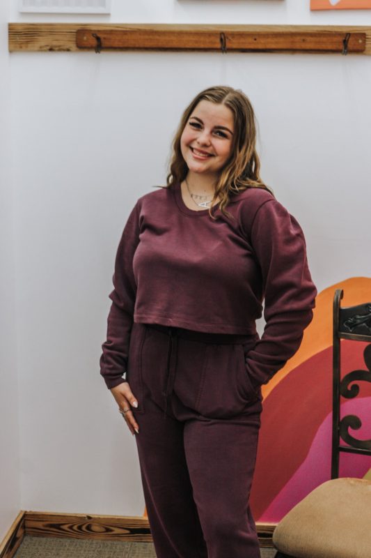 Raya Scoop Neck Plum Sweatshirt