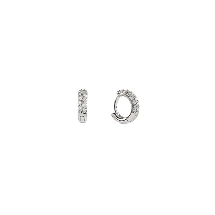 Silver Crystal Huggie Earrings - Demi Fine