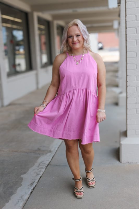 Sweet As Candy Pink Denim Dress