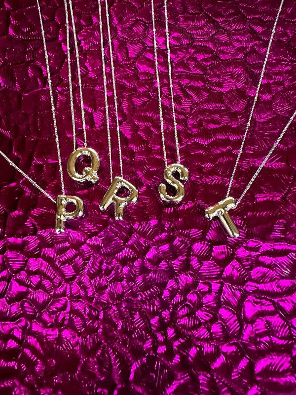 Silver Initial Bubble Necklace T