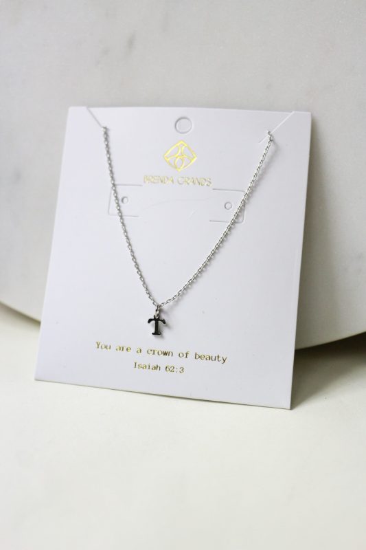 Silver T Love Initial Necklace - Water Resistant