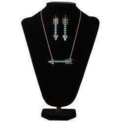 Silver Strike Ladies Arrow Turquoise Earring and Necklace Set