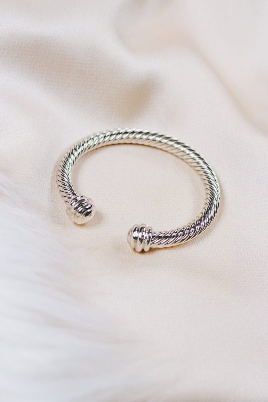 Silver Twisted Texture Cuff Bracelet