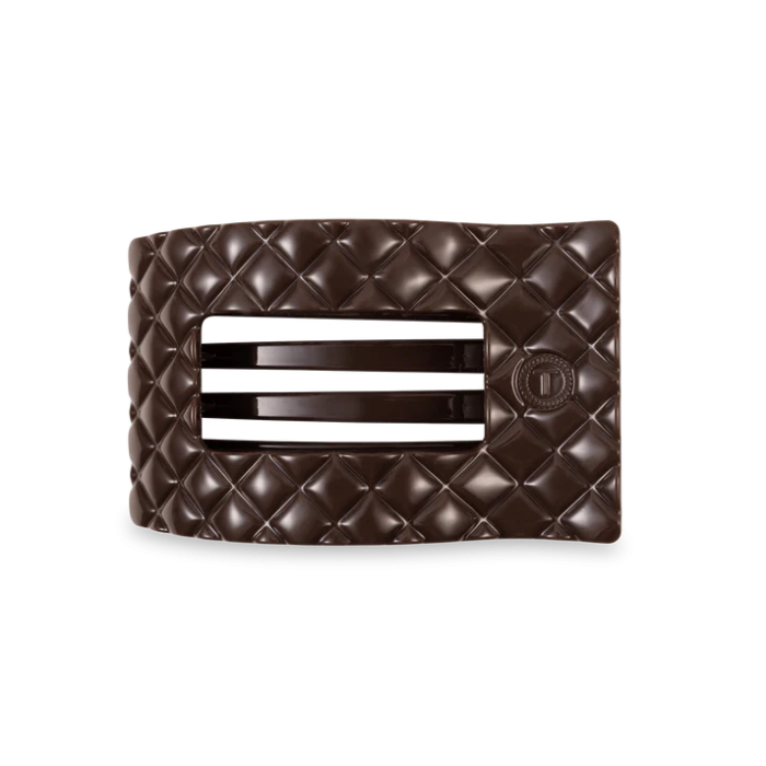 Truly Taupe Quilted MEDIUM Flat Rectangle Hair Clip
