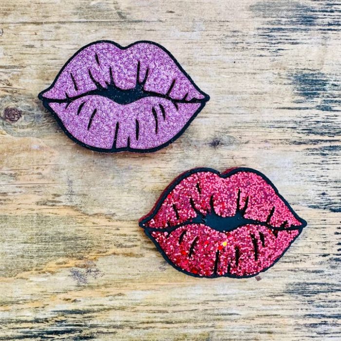 Valentines Lips Car Freshie- Black Heart