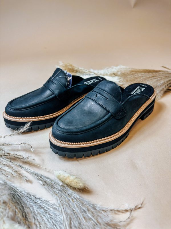 Women Cara Mule Black Leather Loafer By Toms