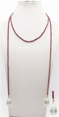60 Wine Crystal Wrap Necklace with Crystal Accents
