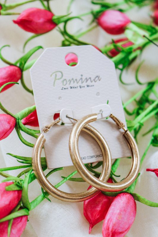 Worn Gold 1.75 Tube Hoop Earring