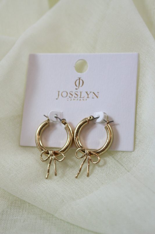 Worn Gold Bow Puffy Hoop Earrings