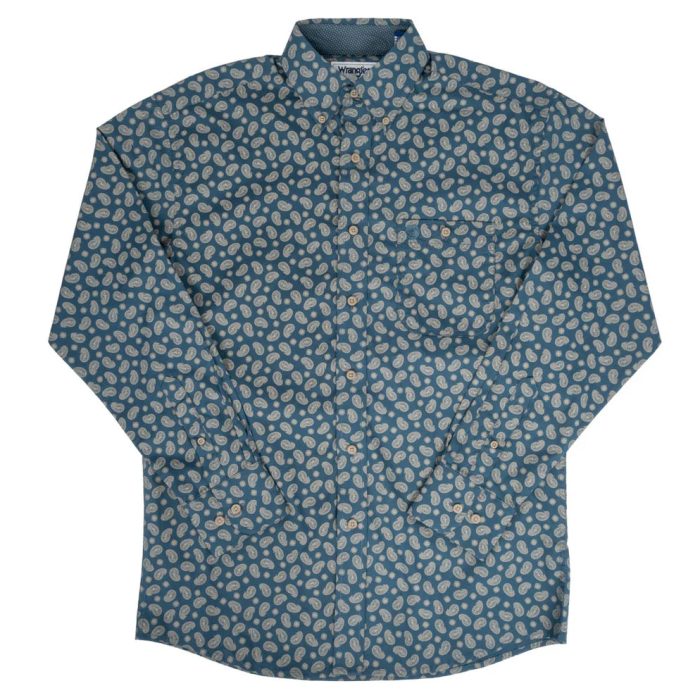 Wrangler Men's George Strait Paisley Blue Button Down Shirt