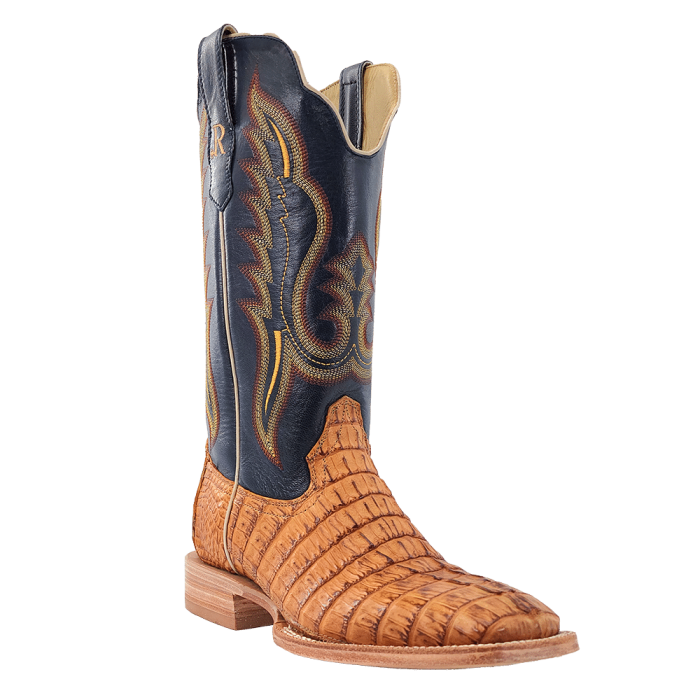 R. Watson Men's Hornback Caiman Tail Wide Square Toe Boot