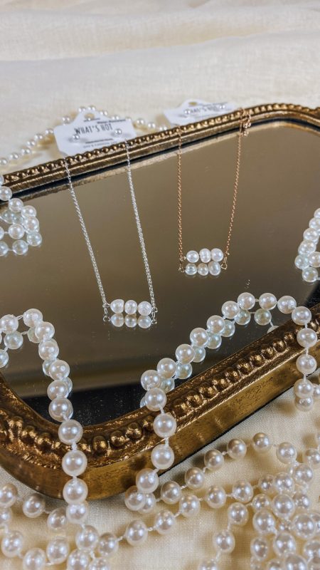 Water Resistant Three Pearl Chain 16-18 Necklace -2 Colors