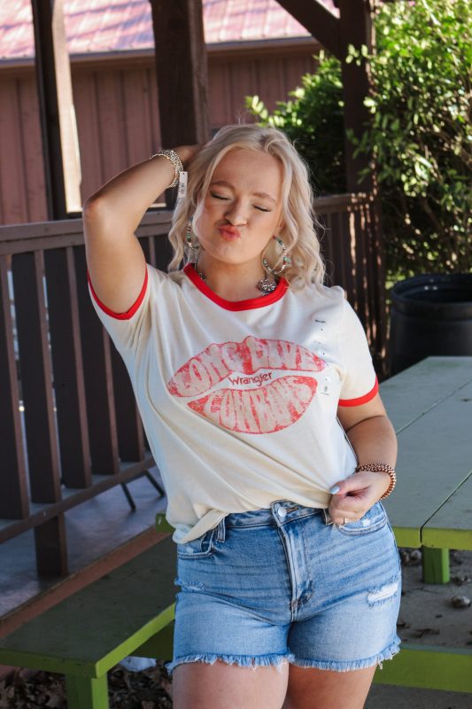 Wrangler Women's Antique White Graphic Ringer Tee