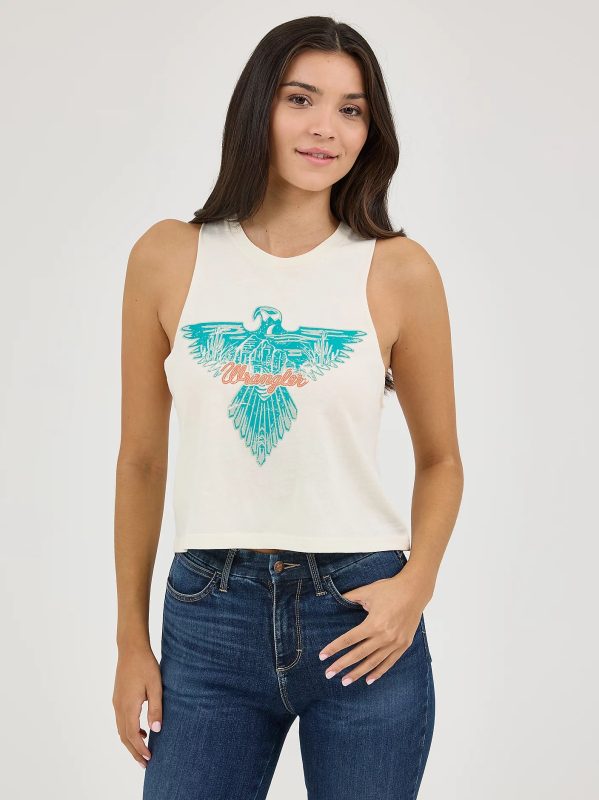 Wrangler Women's White Festival Crop Graphic Tank